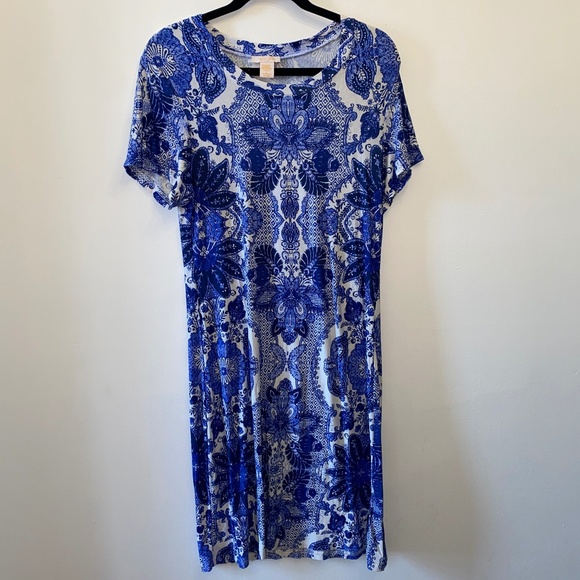 Klozlyne Blue and White Dress - Picture 1 of 6